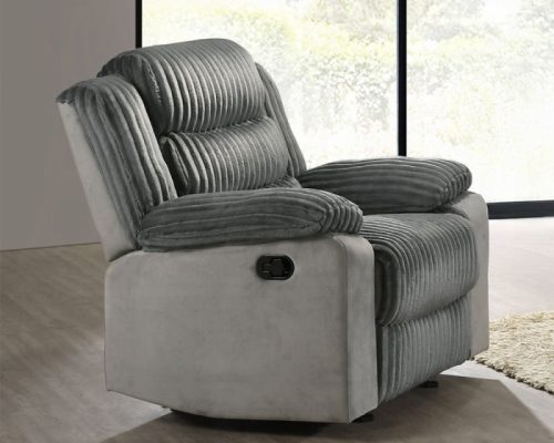 Acme Lesley Gray Corduroy & Velvet Motion Glider Recliner
