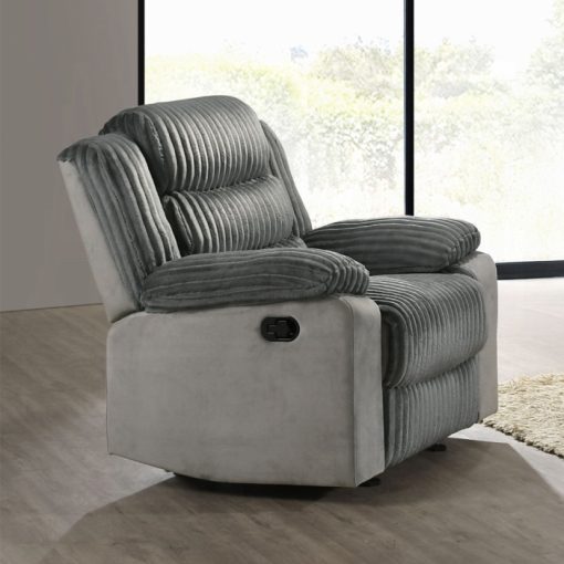 Acme Lesley Gray Corduroy & Velvet Motion Glider Recliner
