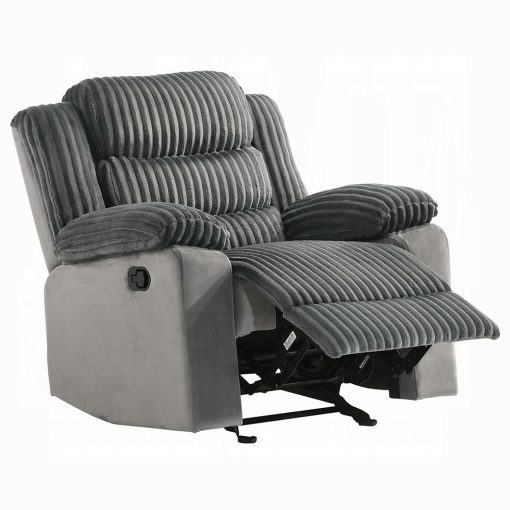 Acme Lesley Gray Corduroy & Velvet Motion Glider Recliner - Image 2