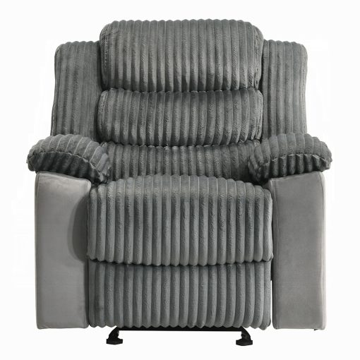 Acme Lesley Gray Corduroy & Velvet Motion Glider Recliner - Image 3