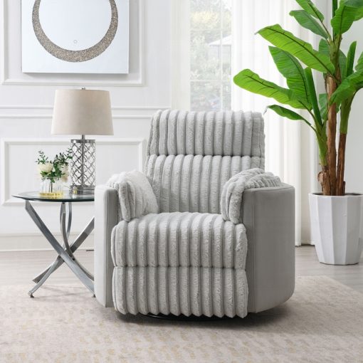 Acme Emee Gray Corduroy Glider Recliner with Swivel