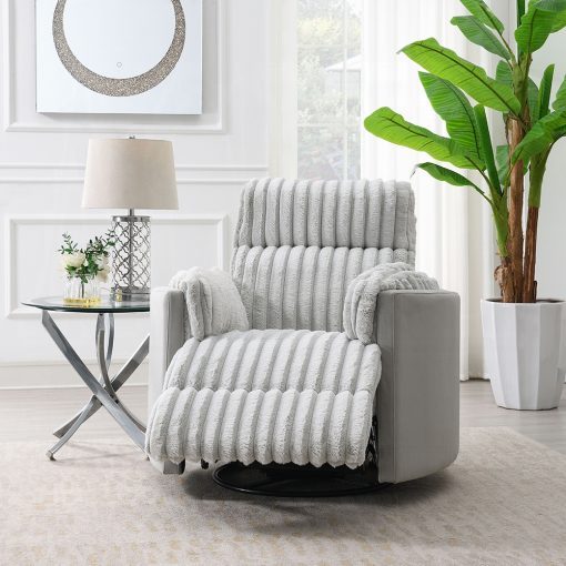 Acme Emee Gray Corduroy Glider Recliner with Swivel - Image 2