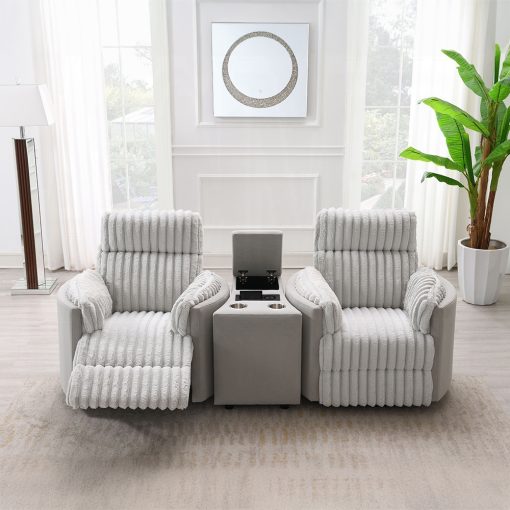 Acme Emee Gray Corduroy Glider Recliner with Swivel - Image 8