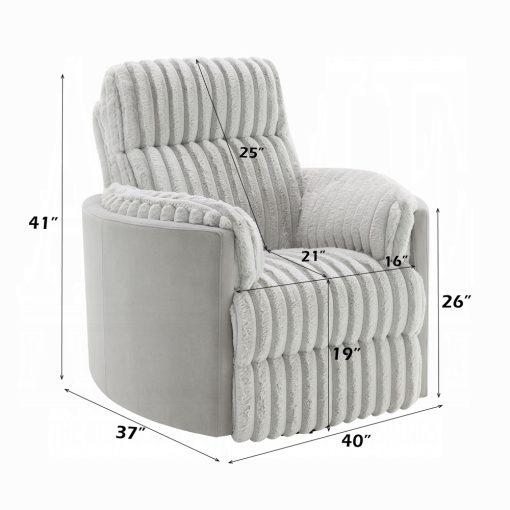 Acme Emee Gray Corduroy Glider Recliner with Swivel - Image 9