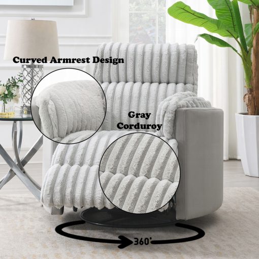 Acme Emee Gray Corduroy Glider Recliner with Swivel - Image 10