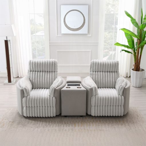 Acme Emee Gray Corduroy Glider Recliner with Swivel - Image 11