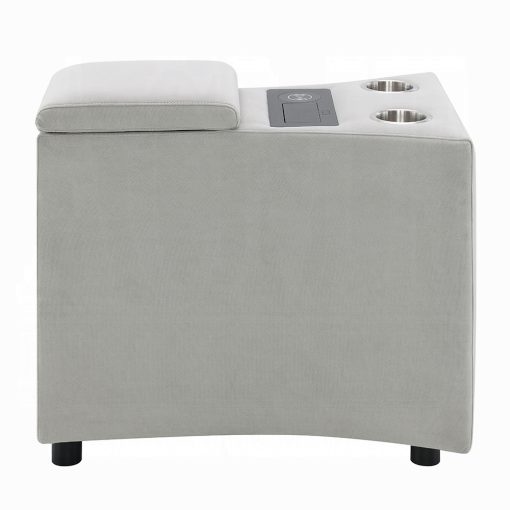 Acme Emee Gray Corduroy Console with USB Port - Image 4