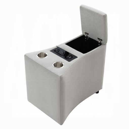 Acme Emee Gray Corduroy Console with USB Port - Image 6