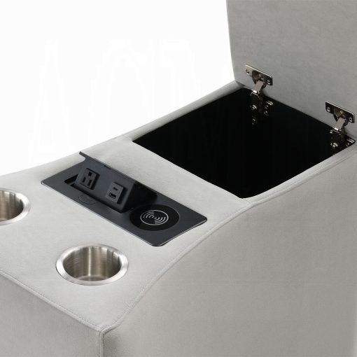 Acme Emee Gray Corduroy Console with USB Port - Image 7