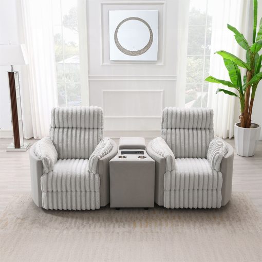 Acme Emee Gray Corduroy Console with USB Port - Image 8