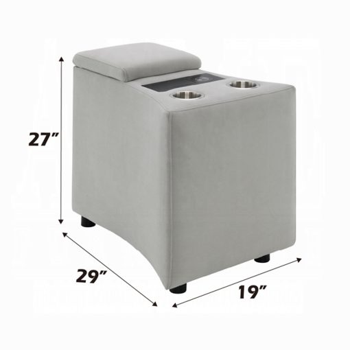 Acme Emee Gray Corduroy Console with USB Port - Image 9