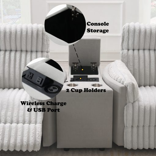 Acme Emee Gray Corduroy Console with USB Port - Image 10