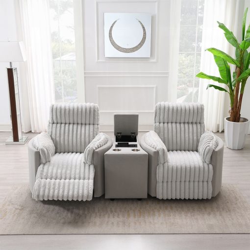 Acme Emee Gray Corduroy Console with USB Port - Image 11