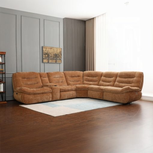 Acme Emmy Orange Chenille Power Motion Sectional Sofa with USB Port
