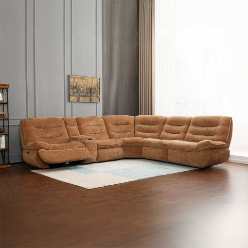 Acme Emmy Orange Chenille Power Motion Sectional Sofa with USB Port - Image 2