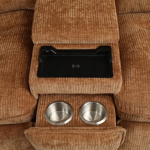 Acme Emmy Orange Chenille Power Motion Sectional Sofa with USB Port - Image 15