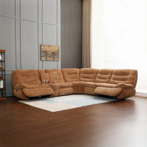 Acme Emmy Orange Chenille Power Motion Sectional Sofa with USB Port - Image 3