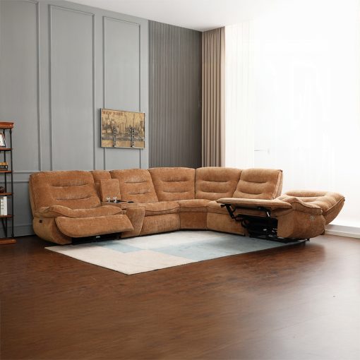 Acme Emmy Orange Chenille Power Motion Sectional Sofa with USB Port - Image 4