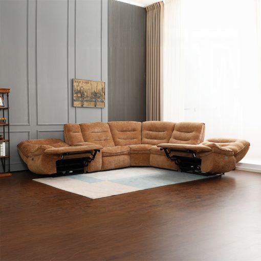 Acme Emmy Orange Chenille Power Motion Sectional Sofa with USB Port - Image 5