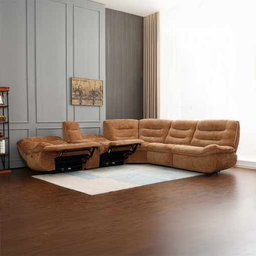 Acme Emmy Orange Chenille Power Motion Sectional Sofa with USB Port - Image 6