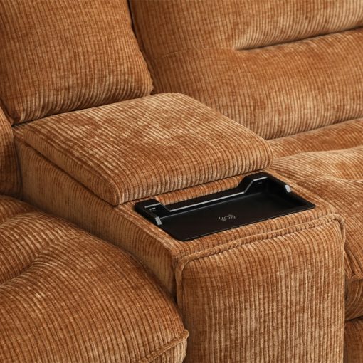 Acme Emmy Orange Chenille Power Motion Sectional Sofa with USB Port - Image 7