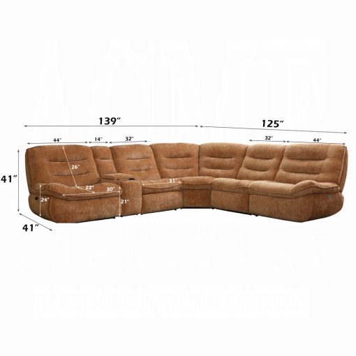 Acme Emmy Orange Chenille Power Motion Sectional Sofa with USB Port - Image 16