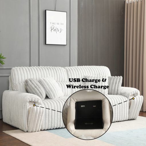 Acme Jaya Mondo Grey Corduroy Power Motion Sofa w/Sleeper & USB Port - Image 14