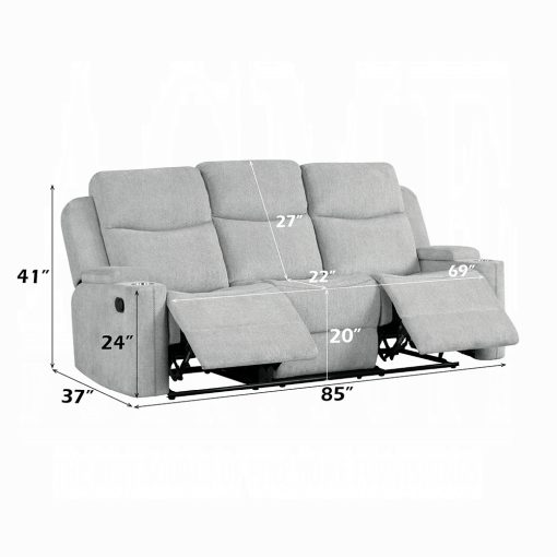 Acme Galya Light Gray Chenille Motion Sofa - Image 8