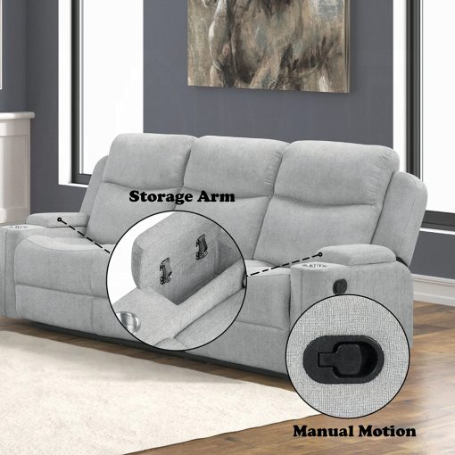 Acme Galya Light Gray Chenille Motion Sofa - Image 9