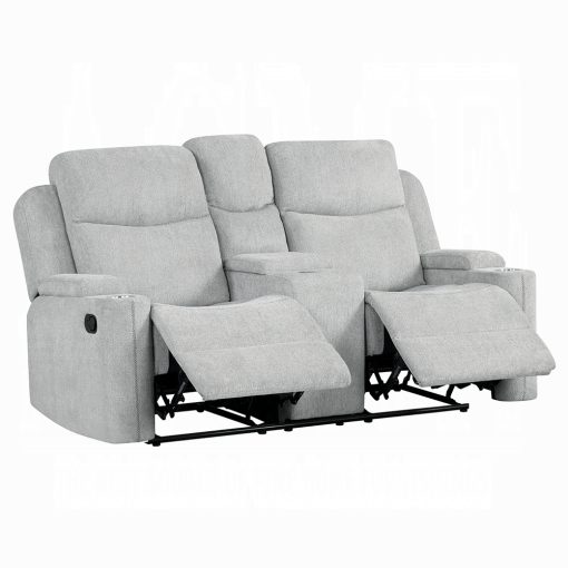 Acme Galya Light Gray Chenille Motion Loveseat with Console - Image 2