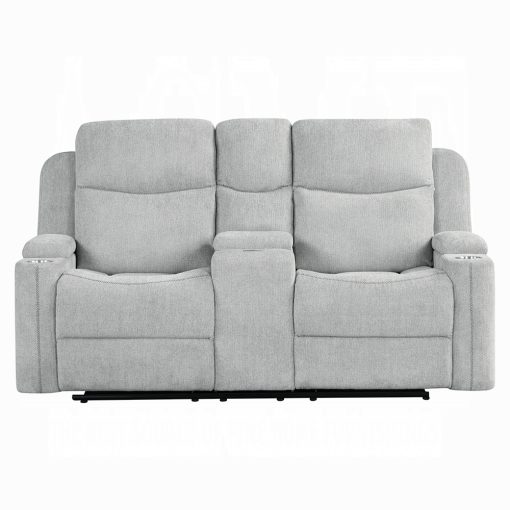 Acme Galya Light Gray Chenille Motion Loveseat with Console - Image 3