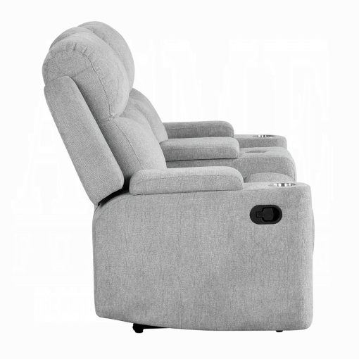 Acme Galya Light Gray Chenille Motion Loveseat with Console - Image 4