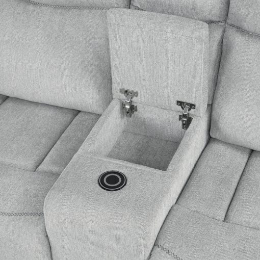 Acme Galya Light Gray Chenille Motion Loveseat with Console - Image 7