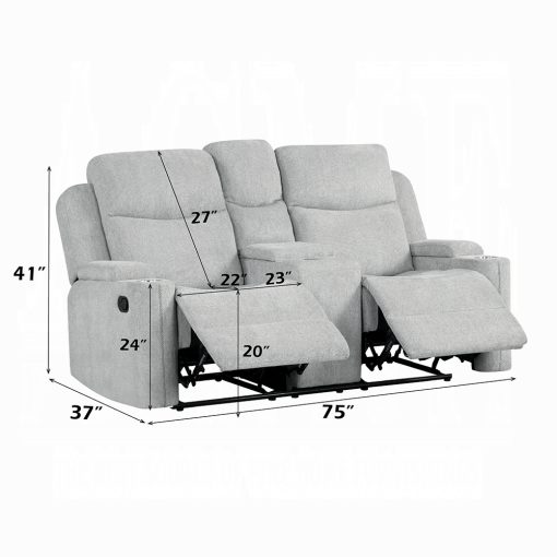 Acme Galya Light Gray Chenille Motion Loveseat with Console - Image 9