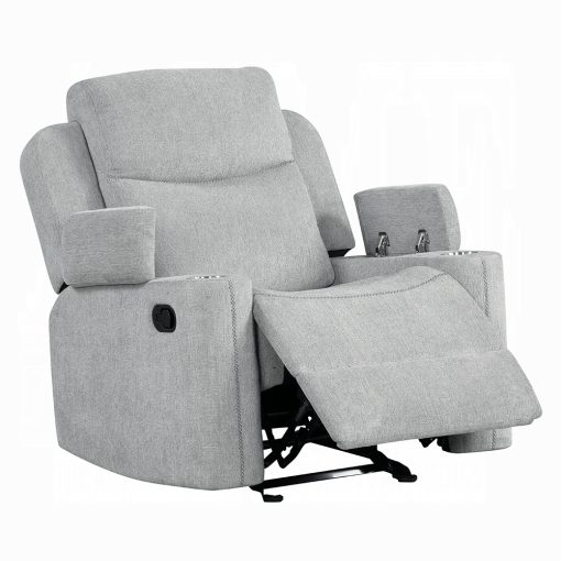 Acme Galya Light Gray Chenille Motion Glider Recliner - Image 2