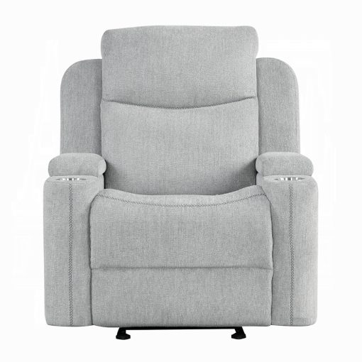 Acme Galya Light Gray Chenille Motion Glider Recliner - Image 3