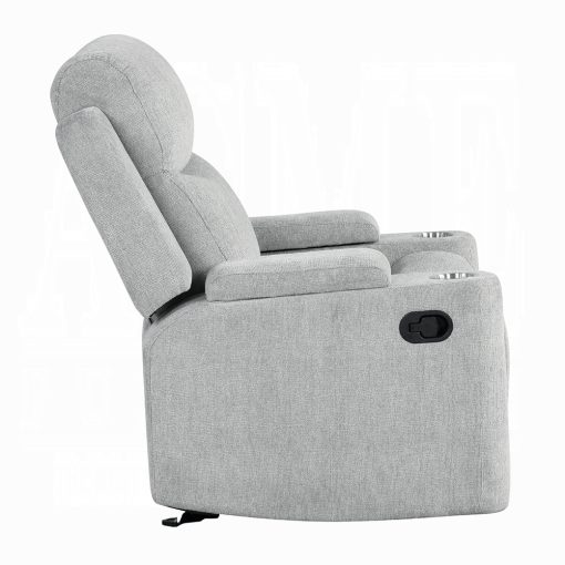Acme Galya Light Gray Chenille Motion Glider Recliner - Image 4