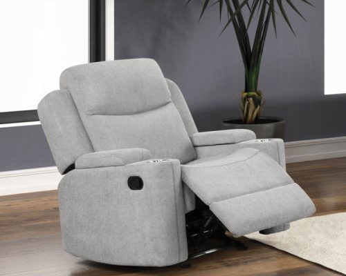 Acme Galya Light Gray Chenille Motion Glider Recliner