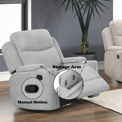 Acme Galya Light Gray Chenille Motion Glider Recliner - Image 9