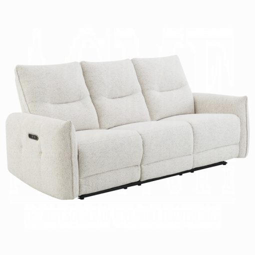 Acme Lalisa Cream Chenille Power Motion Sofa w/USB Port - Image 2