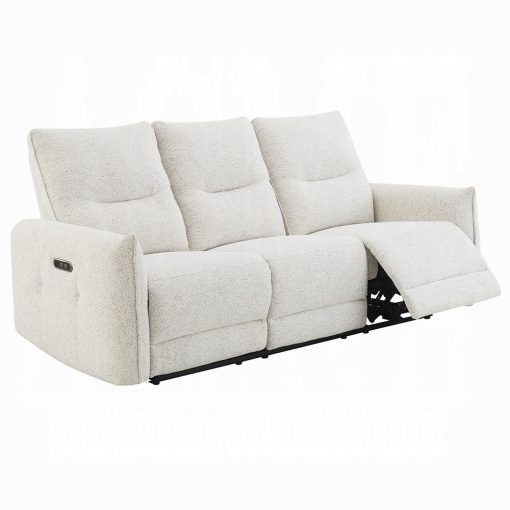 Acme Lalisa Cream Chenille Power Motion Sofa w/USB Port - Image 4