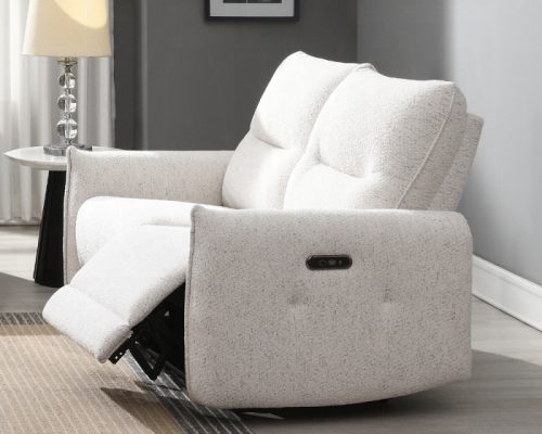 Acme Lalisa Cream Chenille Power Motion Loveseat w/USB Port
