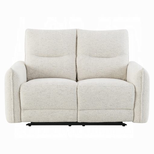 Acme Lalisa Cream Chenille Power Motion Loveseat w/USB Port - Image 3