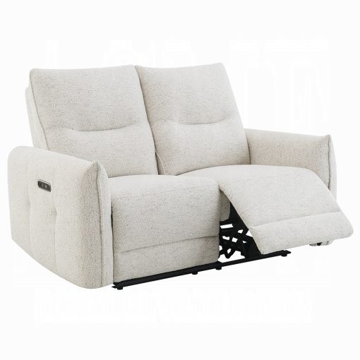 Acme Lalisa Cream Chenille Power Motion Loveseat w/USB Port - Image 4