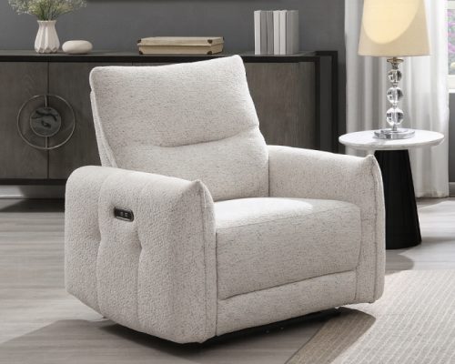 Acme Lalisa Cream Chenille Power Motion Recliner w/USB Port