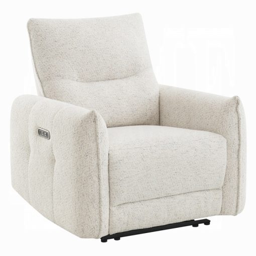 Acme Lalisa Cream Chenille Power Motion Recliner w/USB Port - Image 2