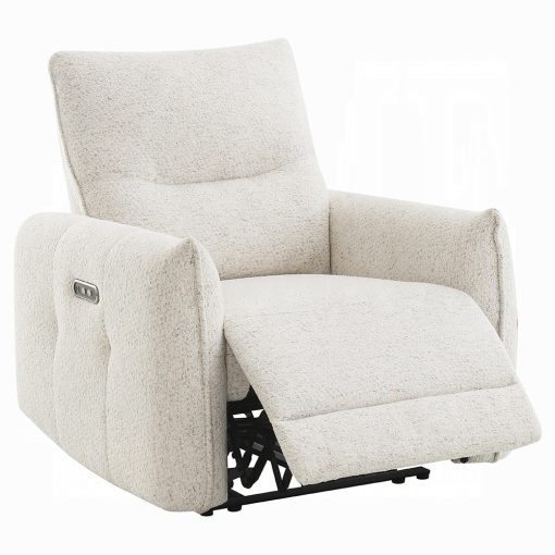 Acme Lalisa Cream Chenille Power Motion Recliner w/USB Port - Image 4