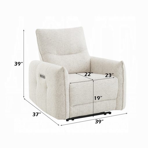 Acme Lalisa Cream Chenille Power Motion Recliner w/USB Port - Image 9
