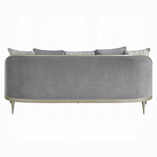 Acme Fernando Gray Chenille & Champagne Sofa with 5 Pillows - Image 4