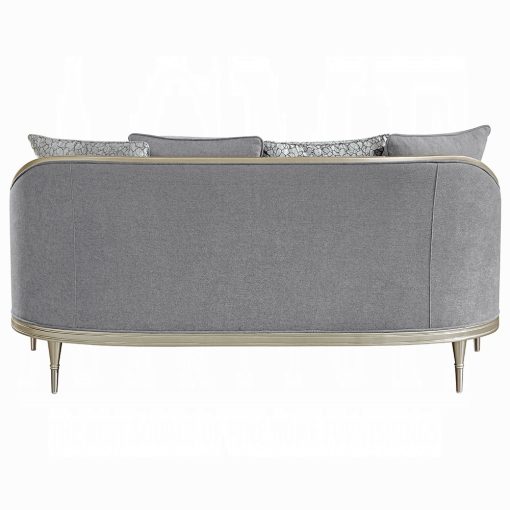 Acme Fernando Gray Chenille & Champagne Loveseat with 4 Pillows - Image 4